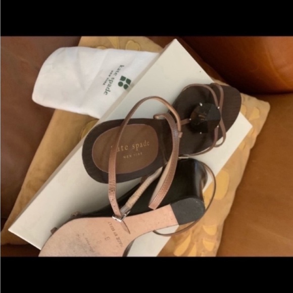 Kate Spade shoes sandals calfskin leather brown with gemstone size 8 - Picture 11 of 11